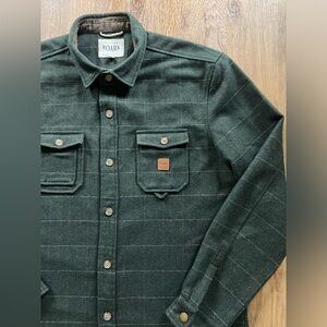 Roark Nordsman Flannel Wool Blend Flannel Shirt Plaid Hunter Green Men's XL